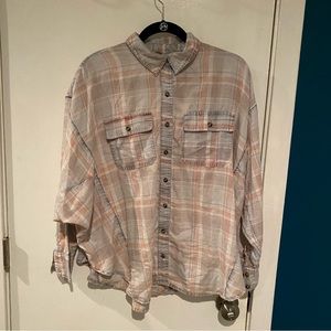 Free People oversized plaid shirt